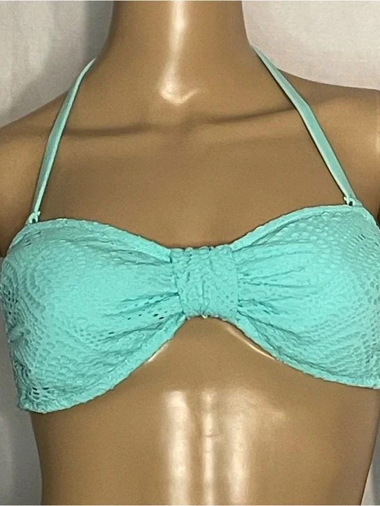 Textured Mint Bandeau Bikini Set with Removable Halter - Women Swim - Picture 6 of 6